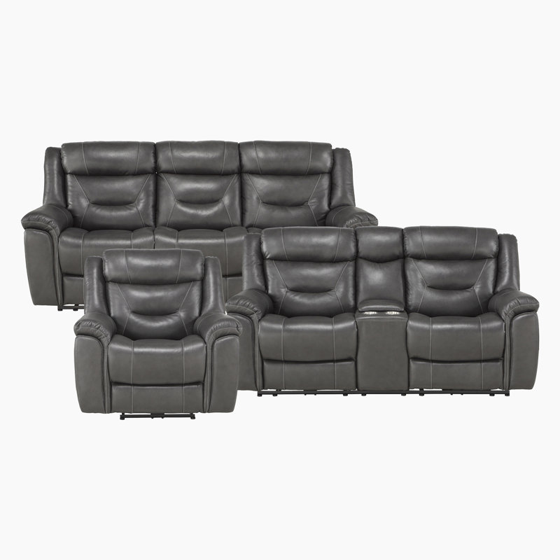Latitude Run® Asher 3Piece Leather Match Power Reclining Living Room